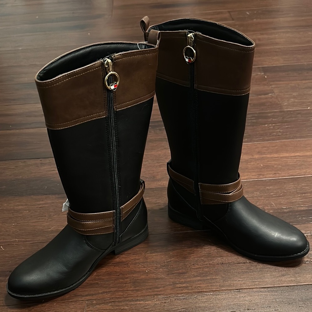 Tommy Hilfiger Black and Brown Knee High Boots NWOT - Picture 4 of 8